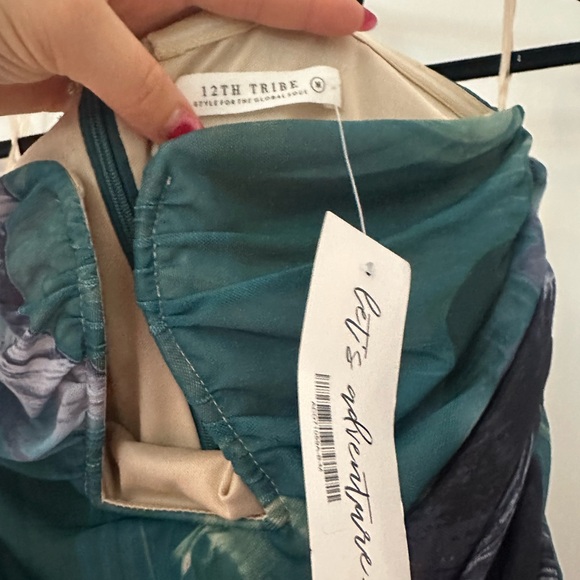 12th Tribe Green and Blue Strapless Bodycon Dress - Picture 5 of 5